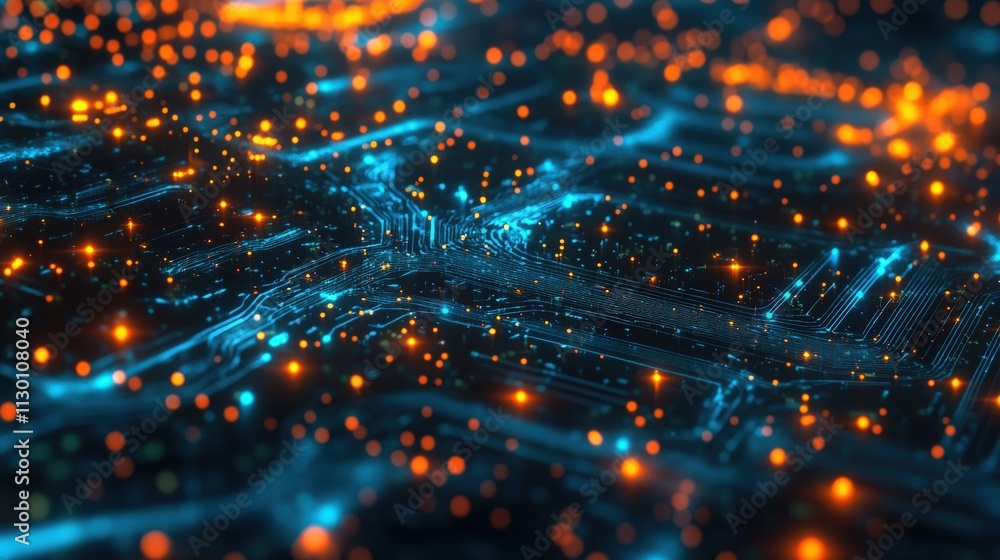 Poster abstract digital network data flow visualization