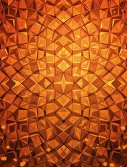 Obraz premium Burnt orange and golden accents form a geometric pattern on a canvas of falling leaves, geometric shapes, burnt orange colors, artistic style
