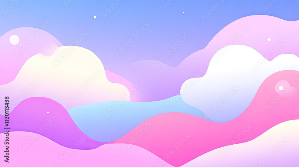 Poster soft pastel clouds with gradient sky and gentle color transitions
