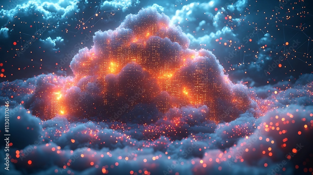 Aufkleber floating servers in the clouds symbolizing cloud computing infrastructure