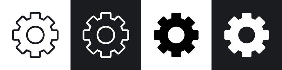 Obraz premium Settings gear icons pack in black and white filled and outlined versions.