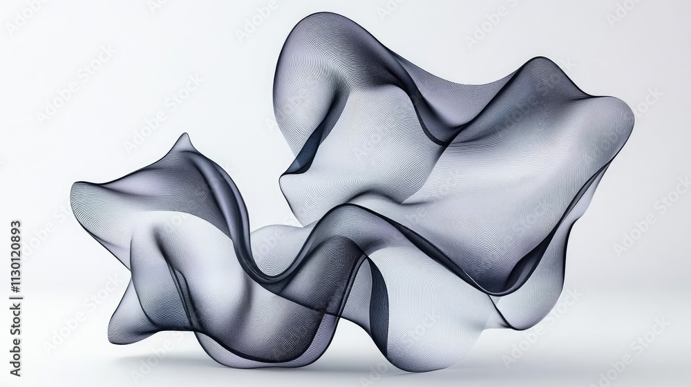 Poster abstract curved lines flowing in monochrome design element