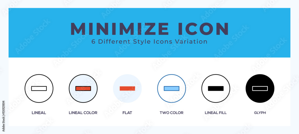 Poster minimize icons set. different style of icons simple vector illustration.