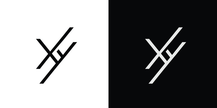 Modern Minimalist Abstract XY Logo Design in Black and White