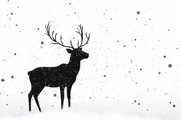 Majestic Reindeer Silhouette in Winter Snowfall