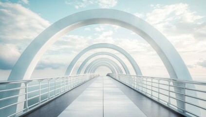 Fototapeta premium White Arched Bridge Leading to the Horizon