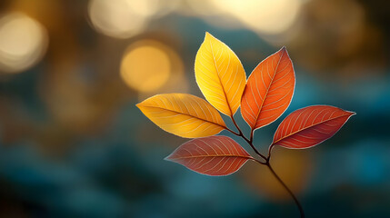 Autumn Leaves: Golden, Red Hues in Nature's Embrace