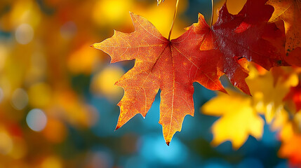 Fototapeta premium Autumn Leaves: Vibrant Colors, Nature's Beauty