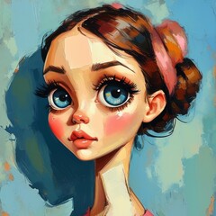 Whimsical Abstract Portrait with Eye-Catching Large Eyes
