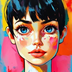 Fine Art Abstract Head with Exaggerated Eye Features