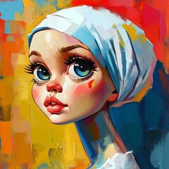 Vivid Abstract Portrait Highlighting Striking Big Eyes