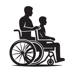 Fototapeta premium Handicapped and wheelchair person Silhouette vector illustration