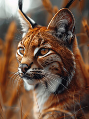 Obraz premium Caracal, Desert Lynx, African Feline in Savanna Environment
