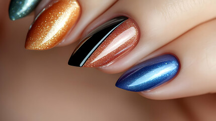 Fototapeta premium Stylish Nail Designs: Glitter, Shine, and Color Trends