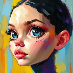 Bold and Expressive Abstract Face with Oversized Eyes