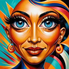 Colorful Abstract Portrait Highlighting Large Eyes