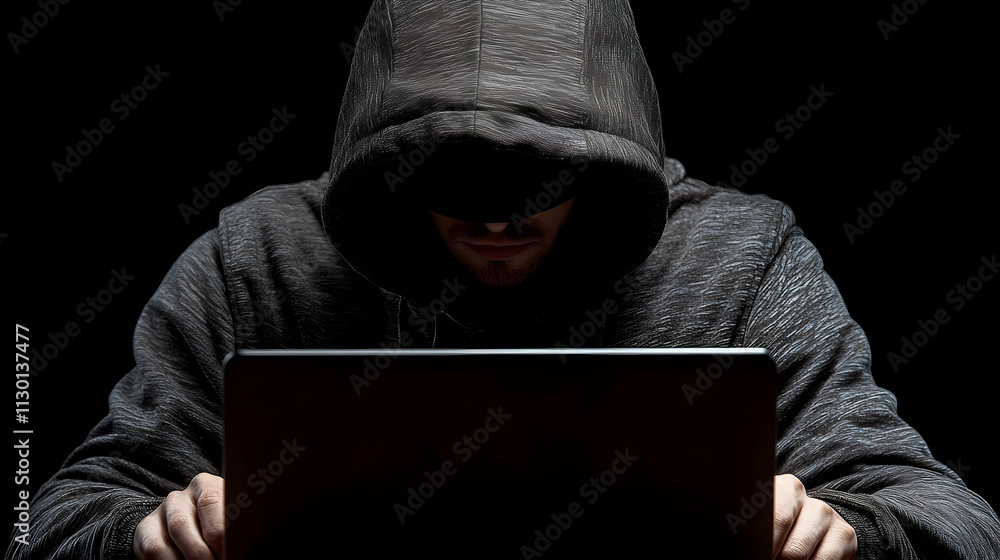 Poster cybercrime: hacker conceals identity, stealing data anonymously online