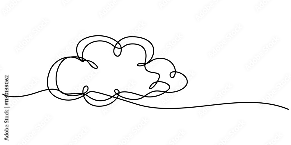 Poster clouds one continuous line drawing, continuous one line drawing of cumulus cloud. cloud in the sky s