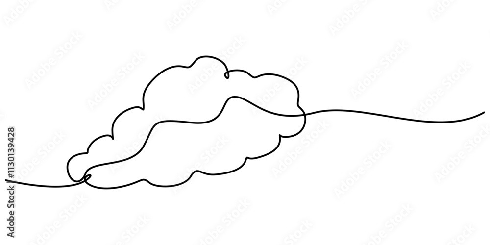 Poster clouds one continuous line drawing, continuous one line drawing of cumulus cloud. cloud in the sky s
