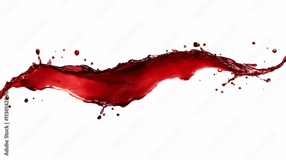 Poster red liquid splashing dynamically across white