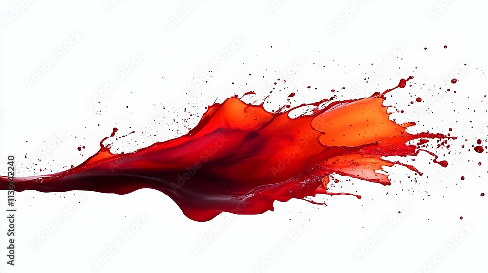 Poster Red Liquid Splashes Dynamically Across White