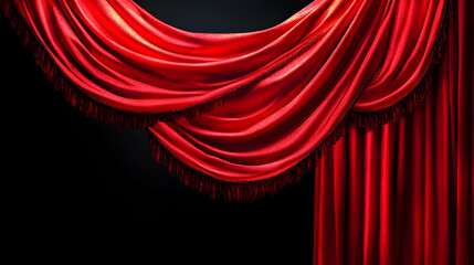 Fototapeta premium Red Velvet Curtains: Stage Drapes, Theater Decor, Rich Fabric Texture