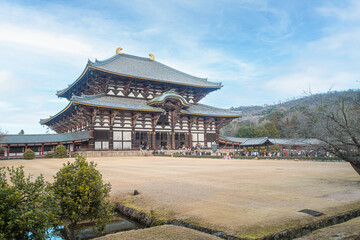 Todai-ji Daibutsuden Great Buddha Hall Historic Buddhist temple featuring a large Buddha statue in...