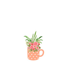 Watercolor Cup flower house plant