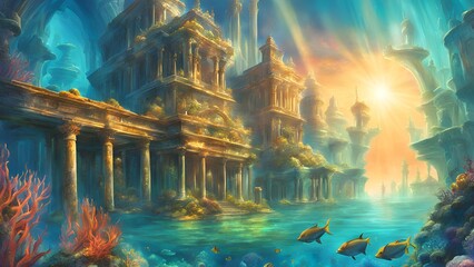 Obraz premium Magical Golden Temple on the sea