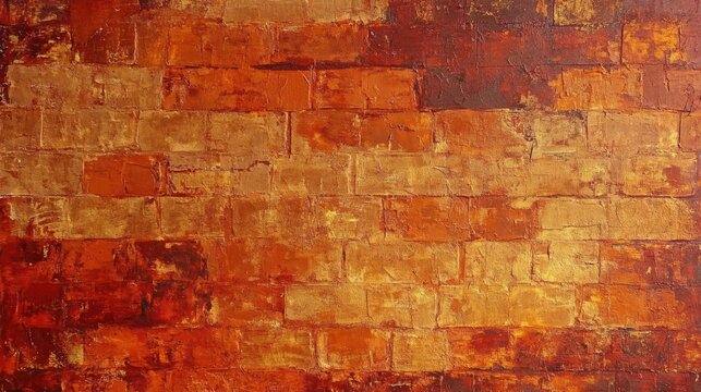 Abstract brick wall texture in warm terracotta and orange tones