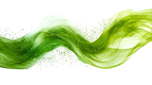Vibrant Green Abstract Wave Texture with Fluid Motion and Organic Elegance
