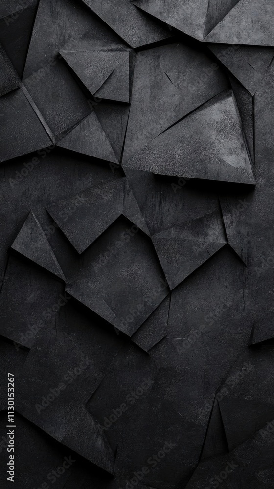 Poster abstract black geometric pattern - a textured composition of polygons