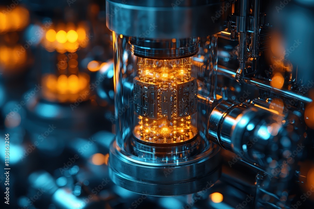 Poster intricate quantum hardware with superconductors and chips in fabrication setup