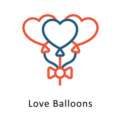 Love Balloons Vector Two Colors Outline Icon. Eps File 10 
