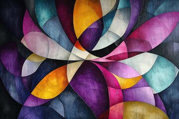 Fototapeta premium Vibrant abstract artwork featuring a blend of bold colors in a floral pattern, showcasing curves and smooth lines that create a dynamic composition.