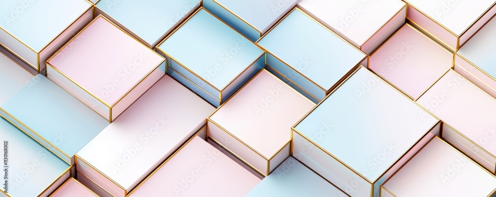 Poster a colorful arrangement of stacked boxes featuring pastel hues, creating a visually appealing geometr