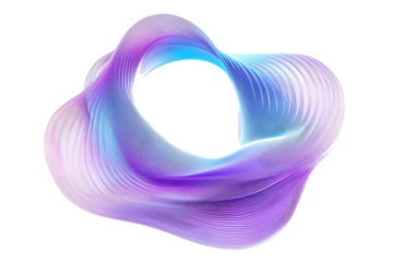 Abstract wavy lines in blue and purple hues isolated on a white background, suggesting modern design or technology. 3D Rendering