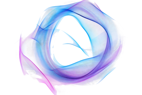 Abstract wavy lines in blue and purple hues isolated on a white background, suggesting modern design or technology. 3D Rendering