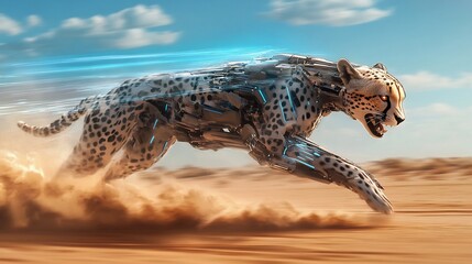 Obraz premium Cybernetic Cheetah: A Futuristic Beast in Motion