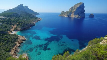 Fototapeta premium Breathtaking view of the coast in a fine summer day with turquoise sea