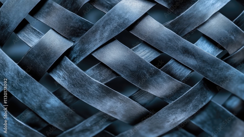 Poster close up of textured blue woven pattern with a smooth bokeh effect creating an artistic abstract bac