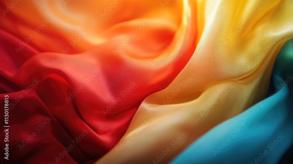 Poster colorful satin fabric draped in soft folds creating a smooth and elegant texture background for desi