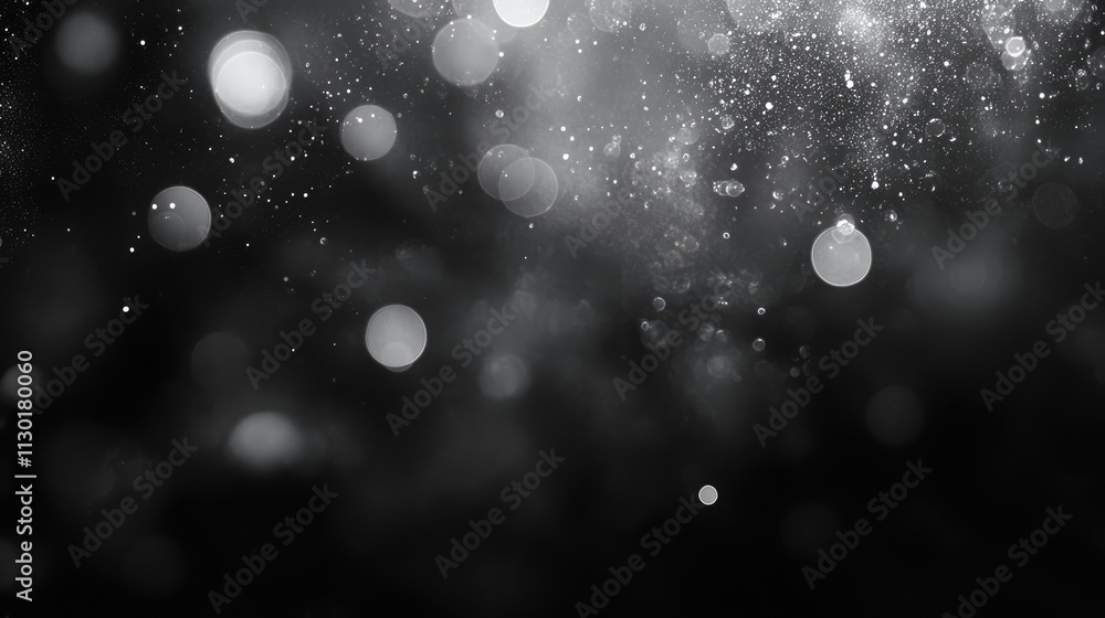 Poster abstract black and white bokeh light background with shimmering circles and soft focus for creative 