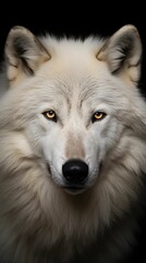 close shot of arctic wolf head background, wallpaper for mobile, 9:16 ratio. Generative ai.