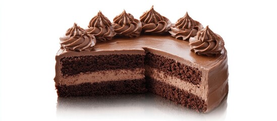Decadent chocolate frosting cake with rich layers and decorative swirls perfect for celebrations and dessert lovers
