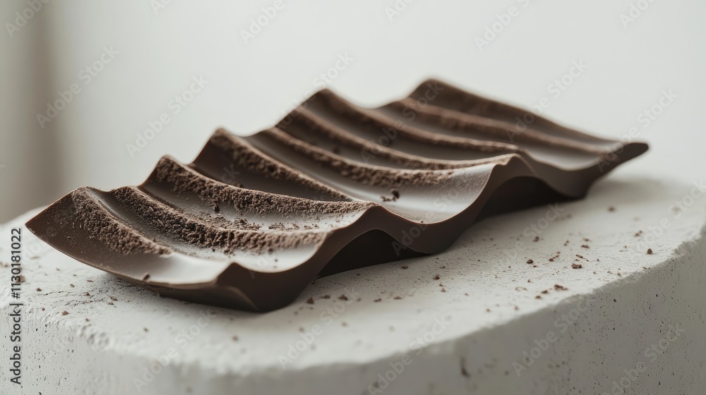 Poster chocolate wafer composition showcased in abstract design on textured surface highlighting different 
