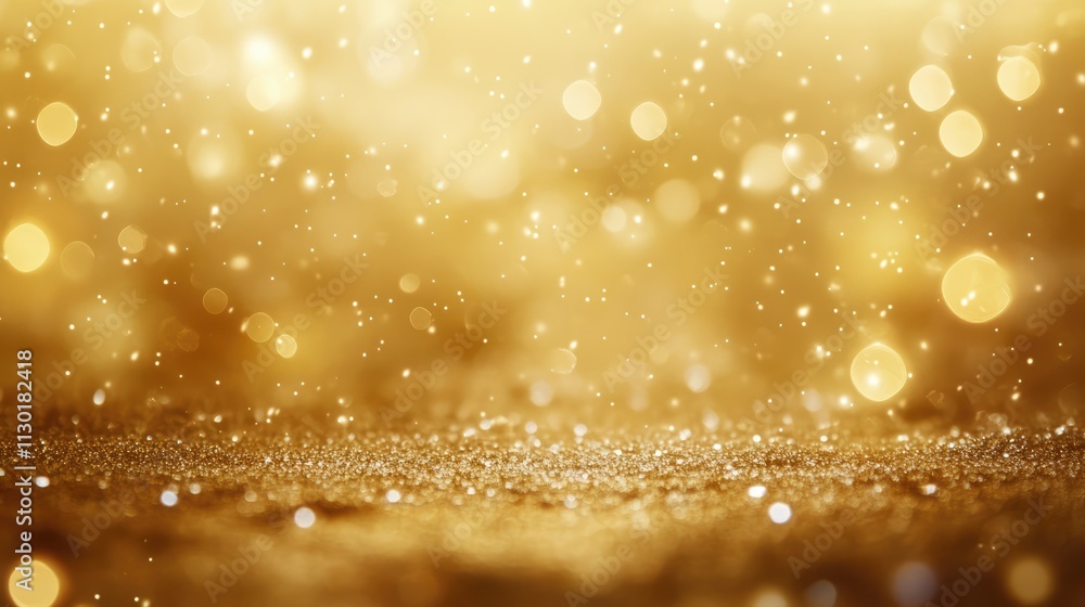 Poster golden bokeh texture with soft sparkling lights creating a dreamy background for design and creativi