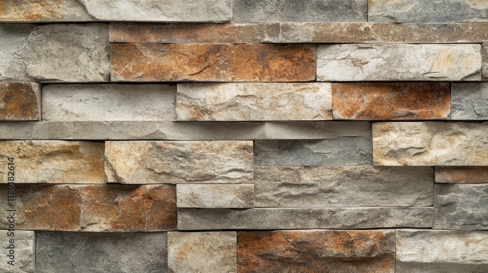 Poster textured wall of multicolored stone tiles with a rustic vintage appearance ideal for design backgrou