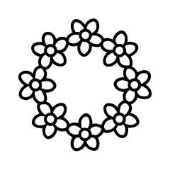 flower wreath icon, mother’s day line art, mothers day icon - simple black line art icon of flower wreath, for mother’s Day celebrations mothers day vector art 