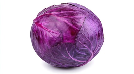 Fototapeta premium Freshly harvested purple kohlrabi vegetable isolated on a clean white background showcasing its unique color and texture for culinary use.